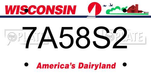 7A58S2 Wisconsin License Plate