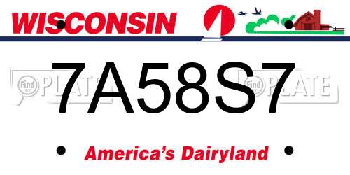 7A58S7 Wisconsin License Plate