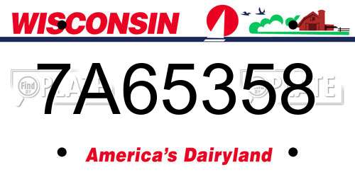7A65358 Wisconsin License Plate