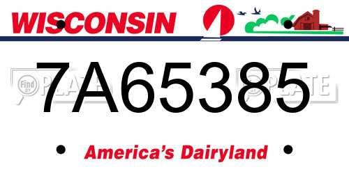 7A65385 Wisconsin License Plate