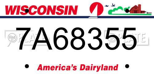 7A68355 Wisconsin License Plate