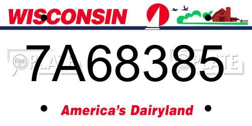 7A68385 Wisconsin License Plate