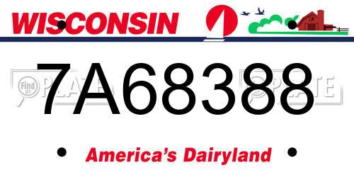 7A68388 Wisconsin License Plate