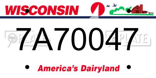 7A70047 Wisconsin License Plate