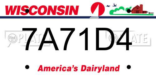 7A71D4 Wisconsin License Plate