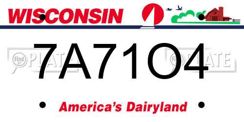 7A71O4 Wisconsin License Plate