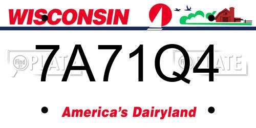 7A71Q4 Wisconsin License Plate