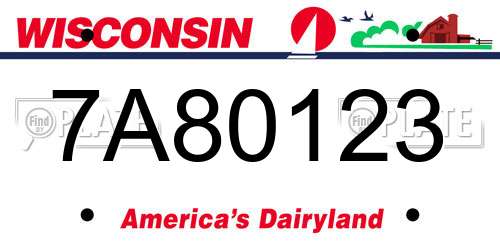 7A80123 Wisconsin License Plate