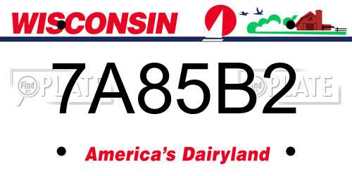 7A85B2 Wisconsin License Plate