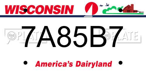 7A85B7 Wisconsin License Plate