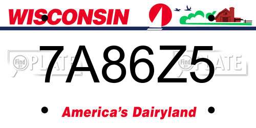 7A86Z5 Wisconsin License Plate