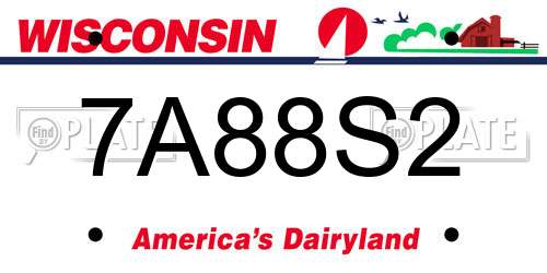 7A88S2 Wisconsin License Plate