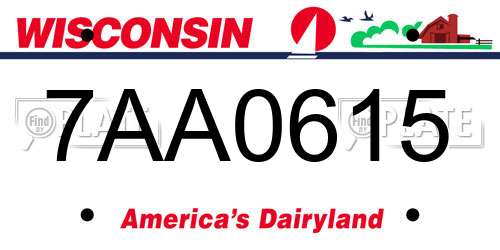 7AA0615 Wisconsin License Plate