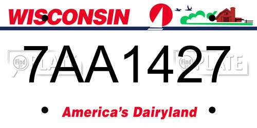 7AA1427 Wisconsin License Plate