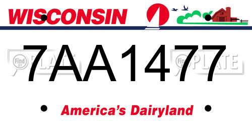 7AA1477 Wisconsin License Plate