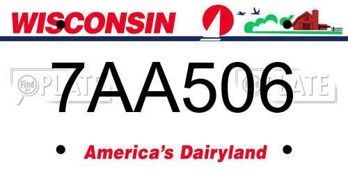 7AA506 Wisconsin License Plate