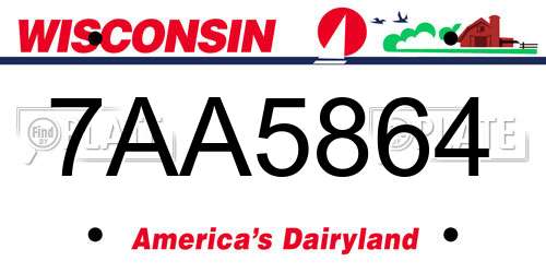 7AA5864 Wisconsin License Plate