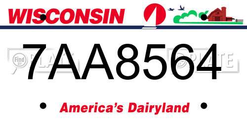 7AA8564 Wisconsin License Plate