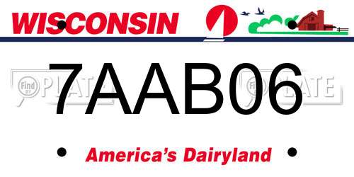 7AAB06 Wisconsin License Plate