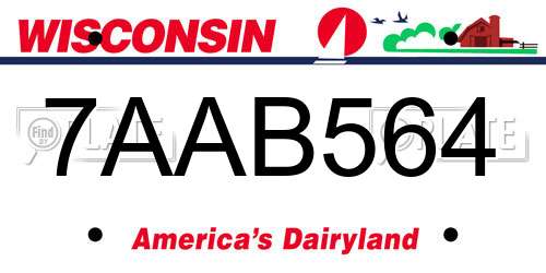 7AAB564 Wisconsin License Plate