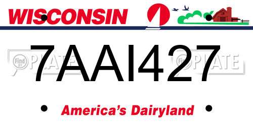 7AAI427 Wisconsin License Plate