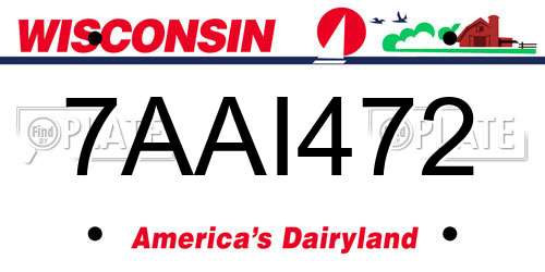 7AAI472 Wisconsin License Plate