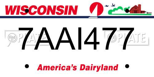 7AAI477 Wisconsin License Plate