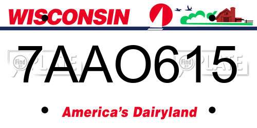 7AAO615 Wisconsin License Plate