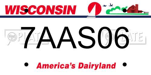 7AAS06 Wisconsin License Plate
