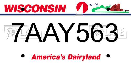 7AAY563 Wisconsin License Plate