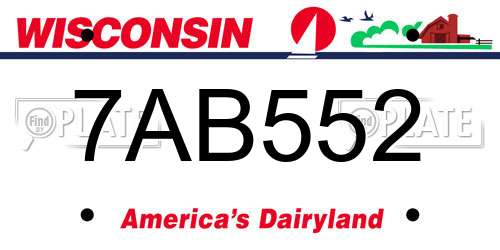 7AB552 Wisconsin License Plate