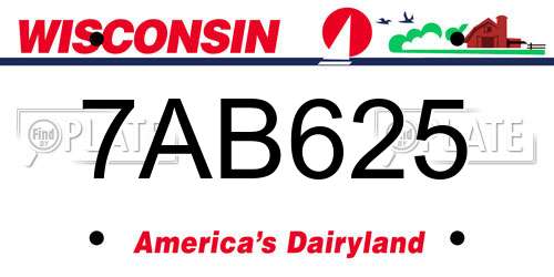 7AB625 Wisconsin License Plate