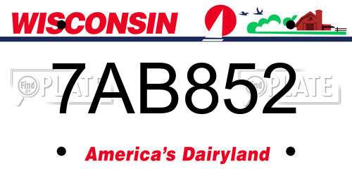 7AB852 Wisconsin License Plate