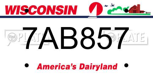 7AB857 Wisconsin License Plate