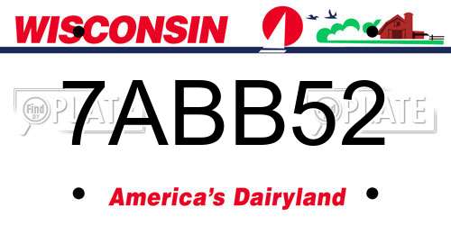 7ABB52 Wisconsin License Plate