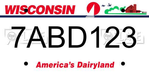 7ABD123 Wisconsin License Plate