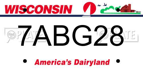 7ABG28 Wisconsin License Plate