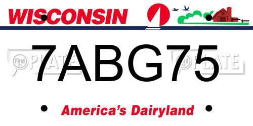 7ABG75 Wisconsin License Plate
