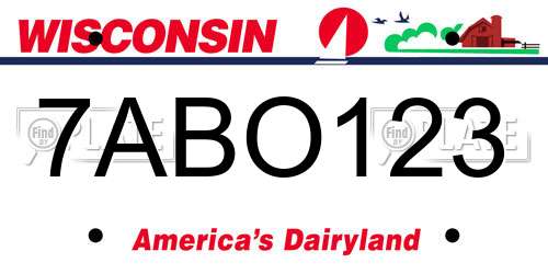 7ABO123 Wisconsin License Plate