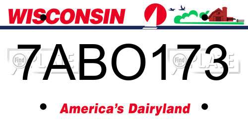 7ABO173 Wisconsin License Plate