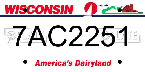 7AC2251 Wisconsin License Plate
