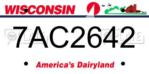 7AC2642 Wisconsin License Plate