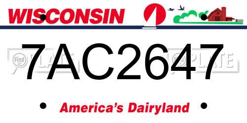 7AC2647 Wisconsin License Plate