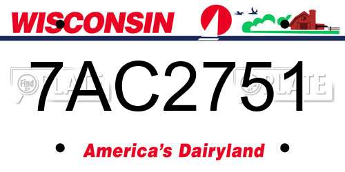 7AC2751 Wisconsin License Plate