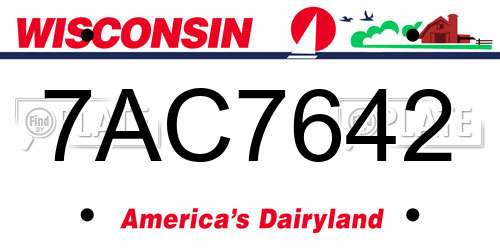 7AC7642 Wisconsin License Plate