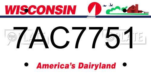 7AC7751 Wisconsin License Plate
