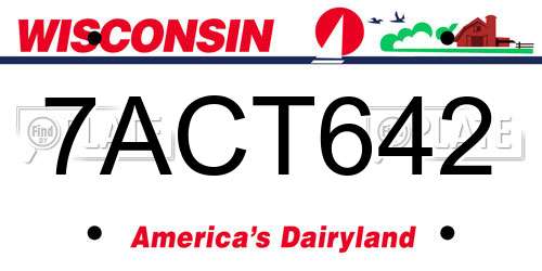 7ACT642 Wisconsin License Plate