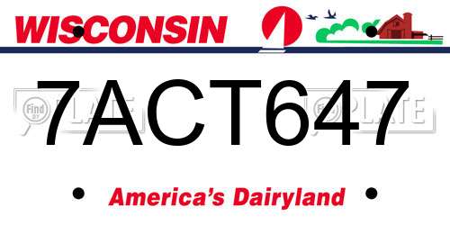 7ACT647 Wisconsin License Plate