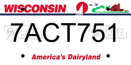 7ACT751 Wisconsin License Plate