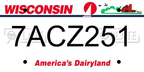 7ACZ251 Wisconsin License Plate